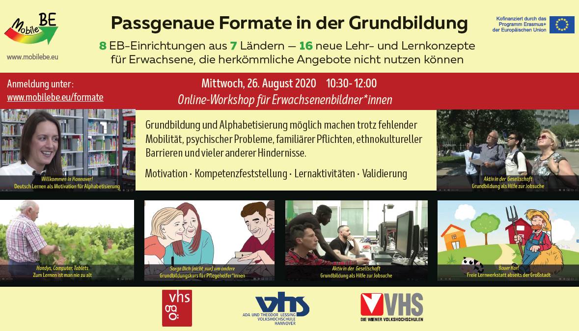 Invitation Card for the MobileBE multiplier event on 26 August 2020 - Online event in German language